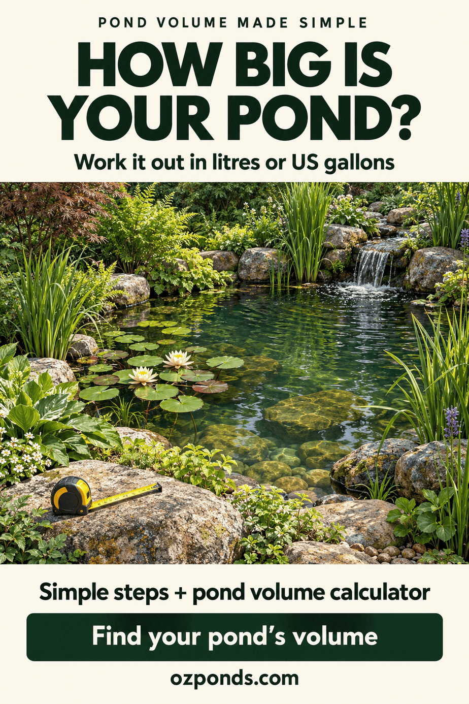 How to calculate pond area and volume. Ozponds