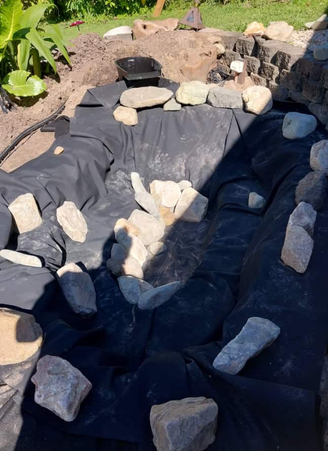 DIY pond build in progress