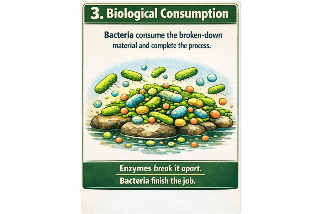 Biological breakdown of pond waste