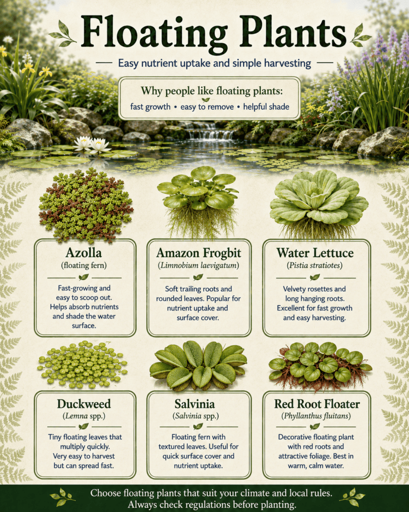 Floating plants for ponds and bog filters